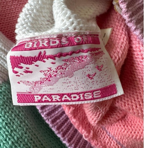 Birds of Paradise Oversized Pastel Colorblock Polka Dot Cardigan Knit Sweater XL - Picture 7 of 8